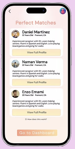 Companion matching interface